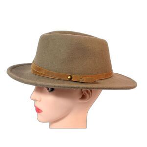 Frye Flynn Trimmed Rancher Pinched Crown 100% Wool Women Brown Camel Hat Western